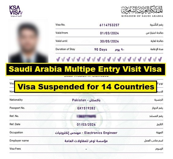 Saudi Arabia Suspended issuing multiple entry visit visa